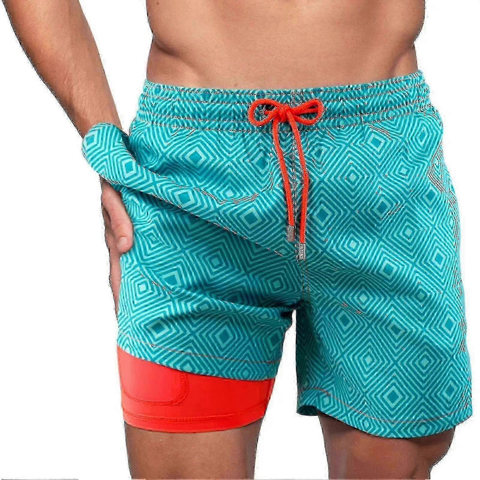 Double Layer Beach Pants Adjustable Drawstring Waist High Stretchy
