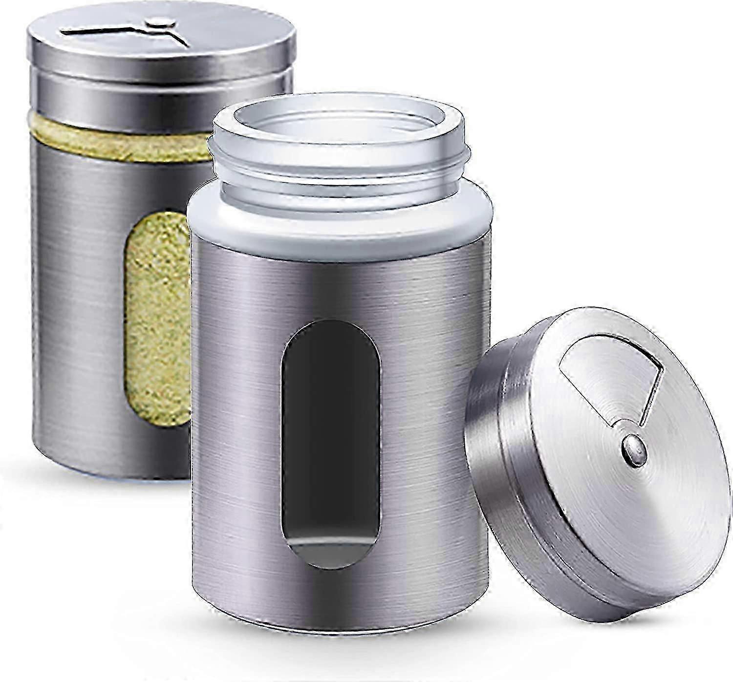 12 Silver Stainless Steel Spice Jars with 3 Modes