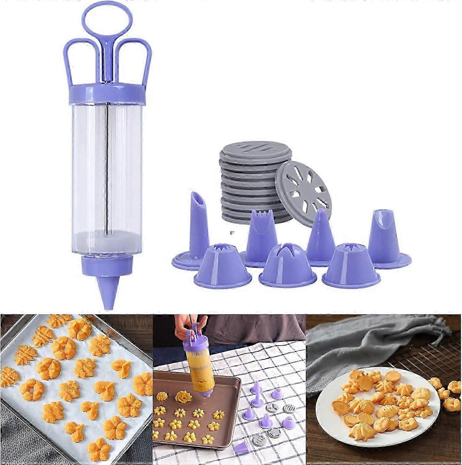 Cookie Biscuit Press Pieces Pastry Press Biscuits Cookie Press and Nozzle Set One-Hand Icing Syringe Pastry Syringe for Making Biscuits and Cakes Cak