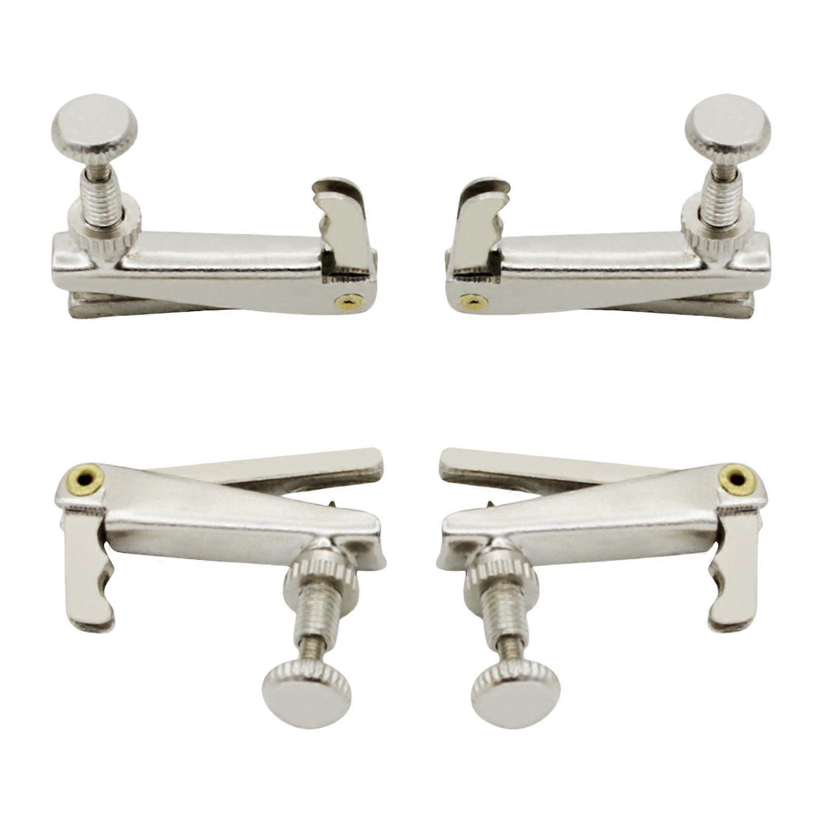 4Pcs Violin Fine Tuner Fiddle String Adjuster Spinner Tuning Screw Metal String Adjusters Easy to Installation  Silver