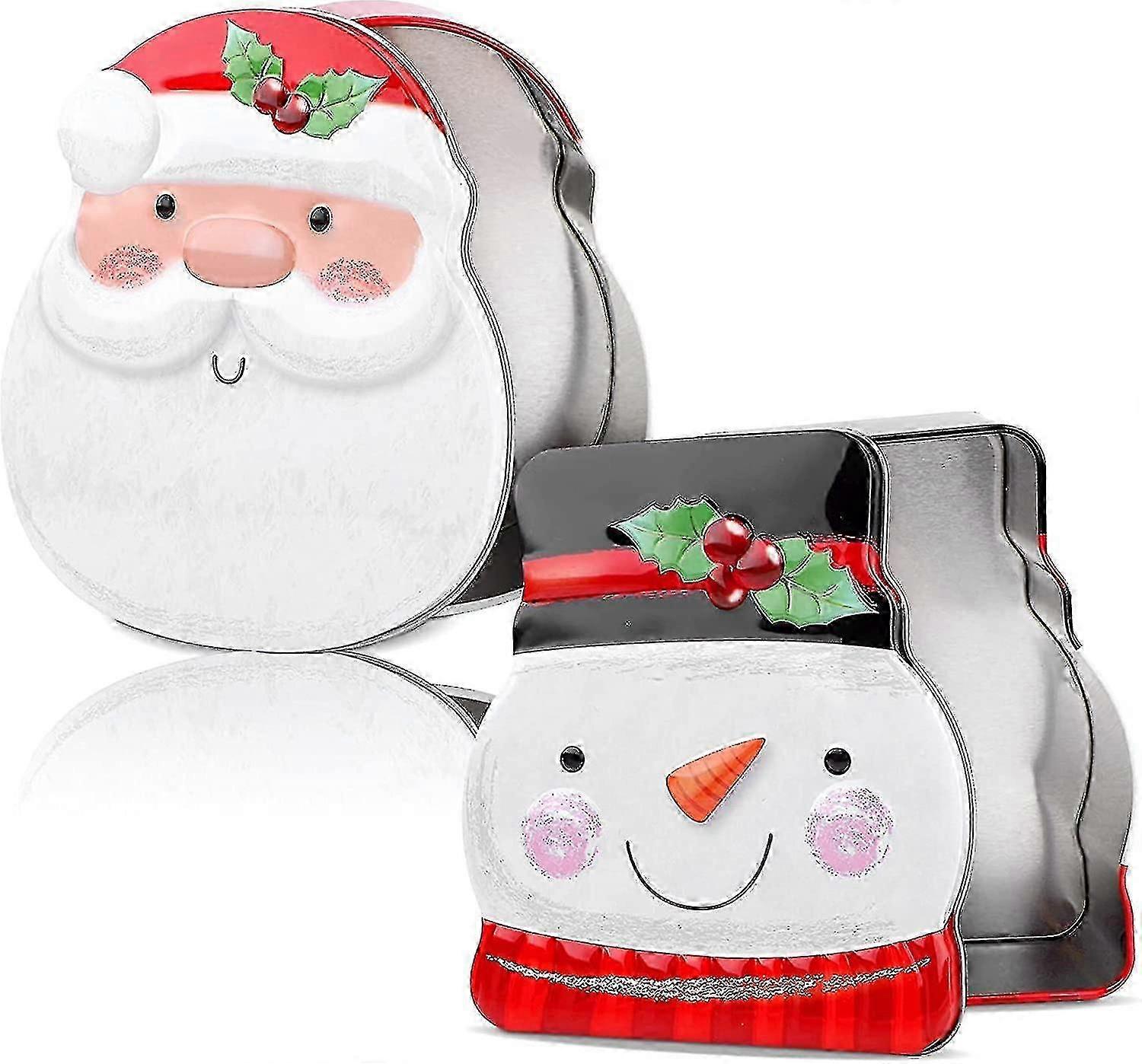 Holiday Card Tin Box for Christmas Storage - Metal Cookie Container with Lid