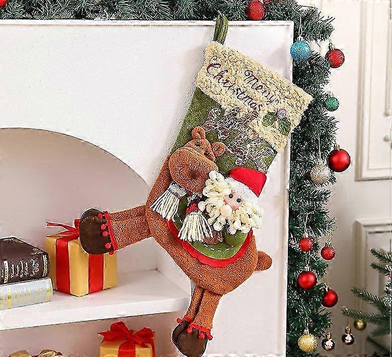 Christmas Display Decorations Gift For Elderly Reindeer Sock Bag
