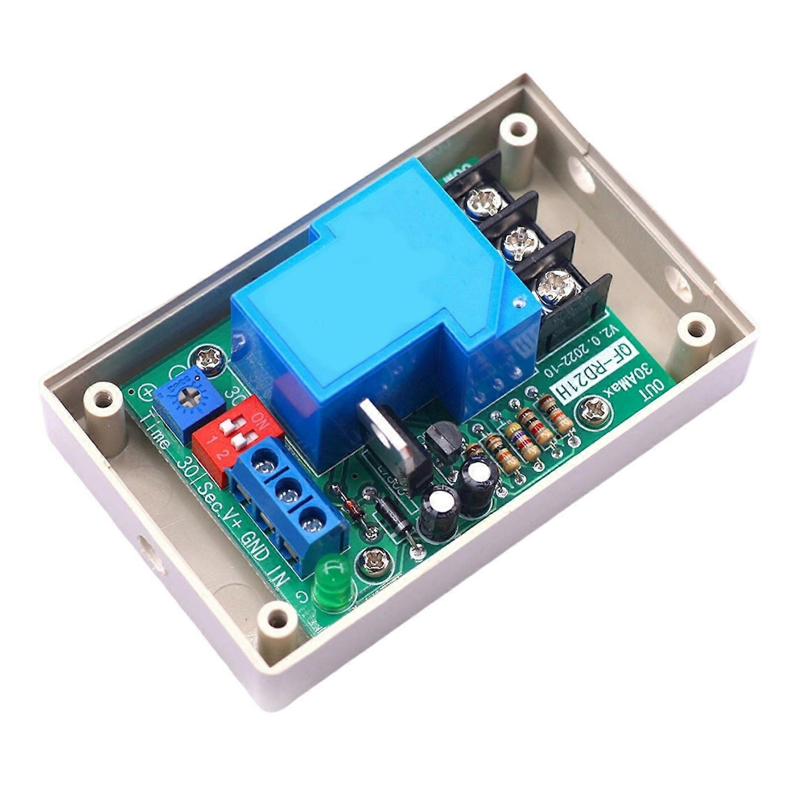 Adjustable 30A Time Delay Module Low Power Consumption Switching 12V/24V Optocoupler Isolation Home Automation Multicolor