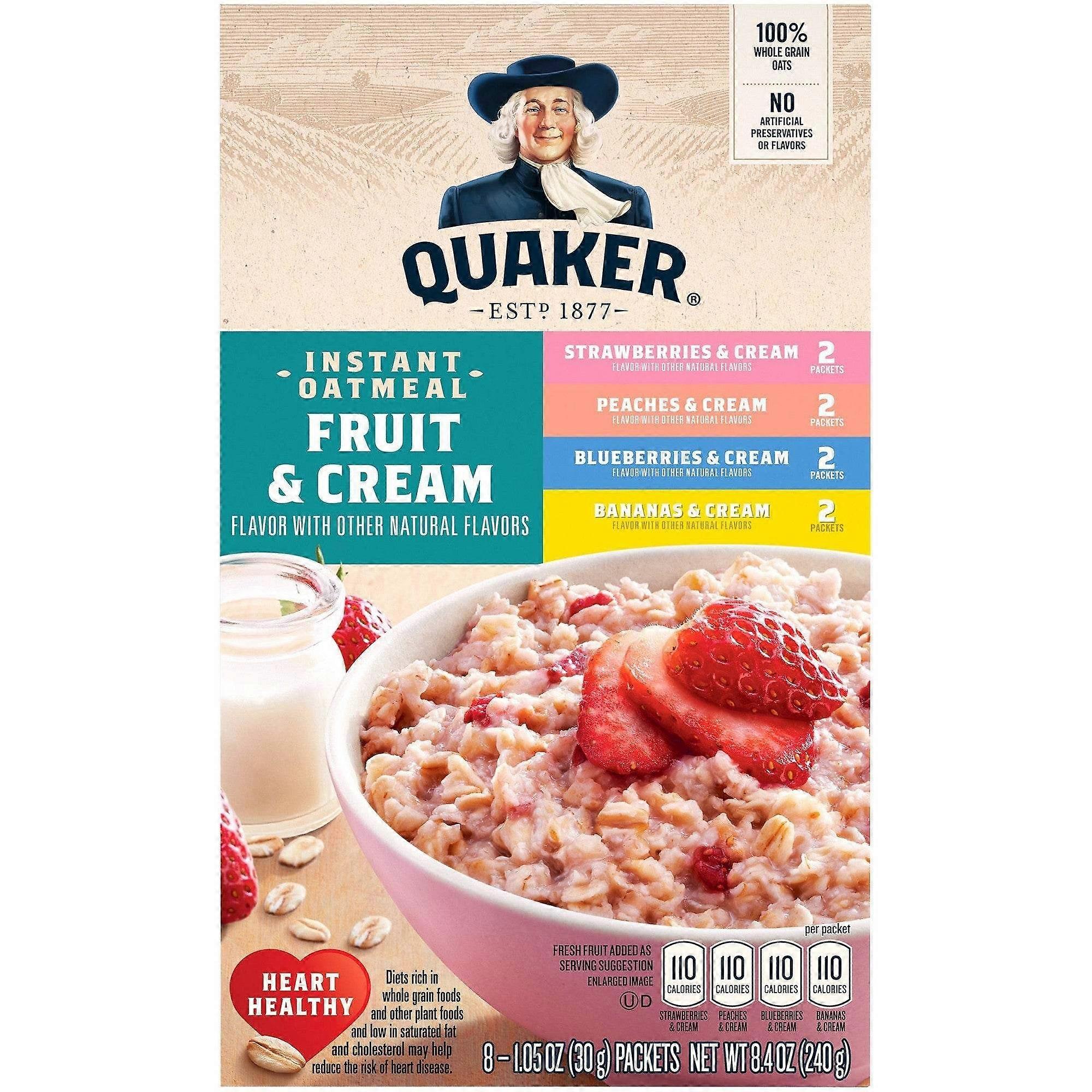 Quaker Instant Havregryn Variasjonspakke, Frukt og fløte, 8 Stk