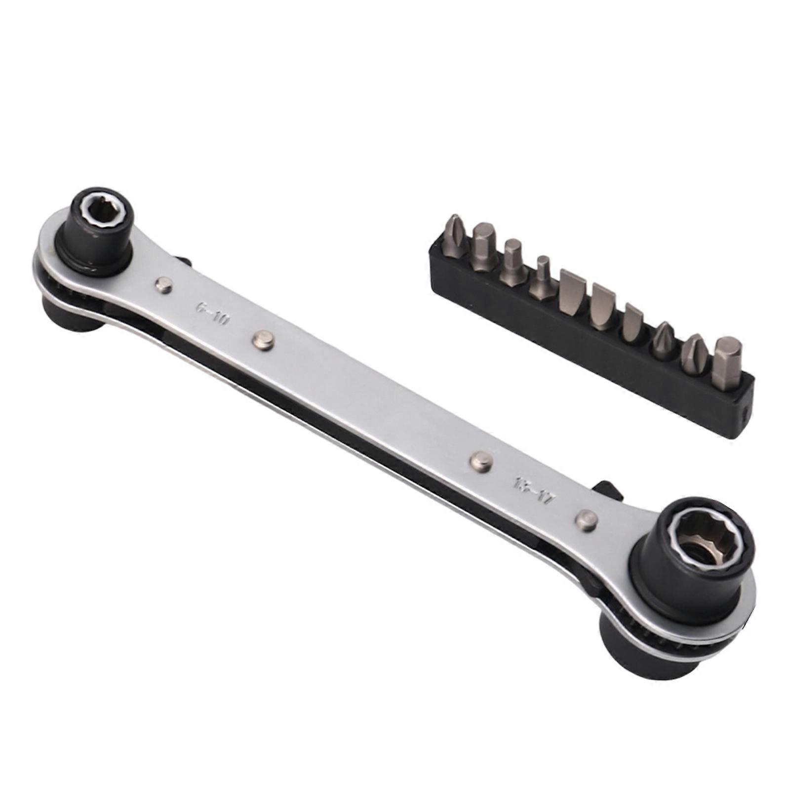 Double Head Adjustable Ratchet Wrench 4 in 1 Multifunction Socket Tool For Automotive Repair And Home Improvement Multicolor