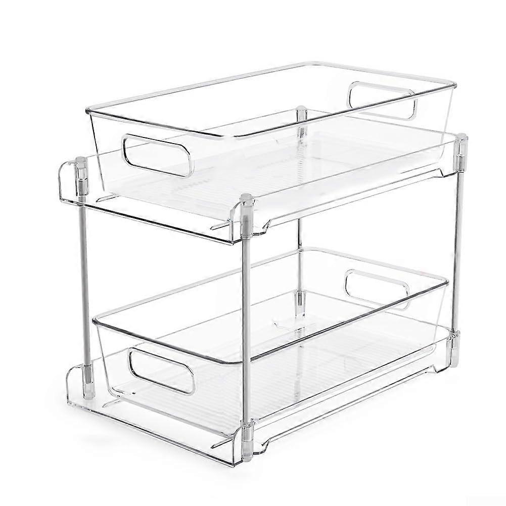 Under Sink Storage PullOut Organizer, 2Tier Cabinet Rack, SlideOut Shelf for Kitchen and Bathroom Spice Rack