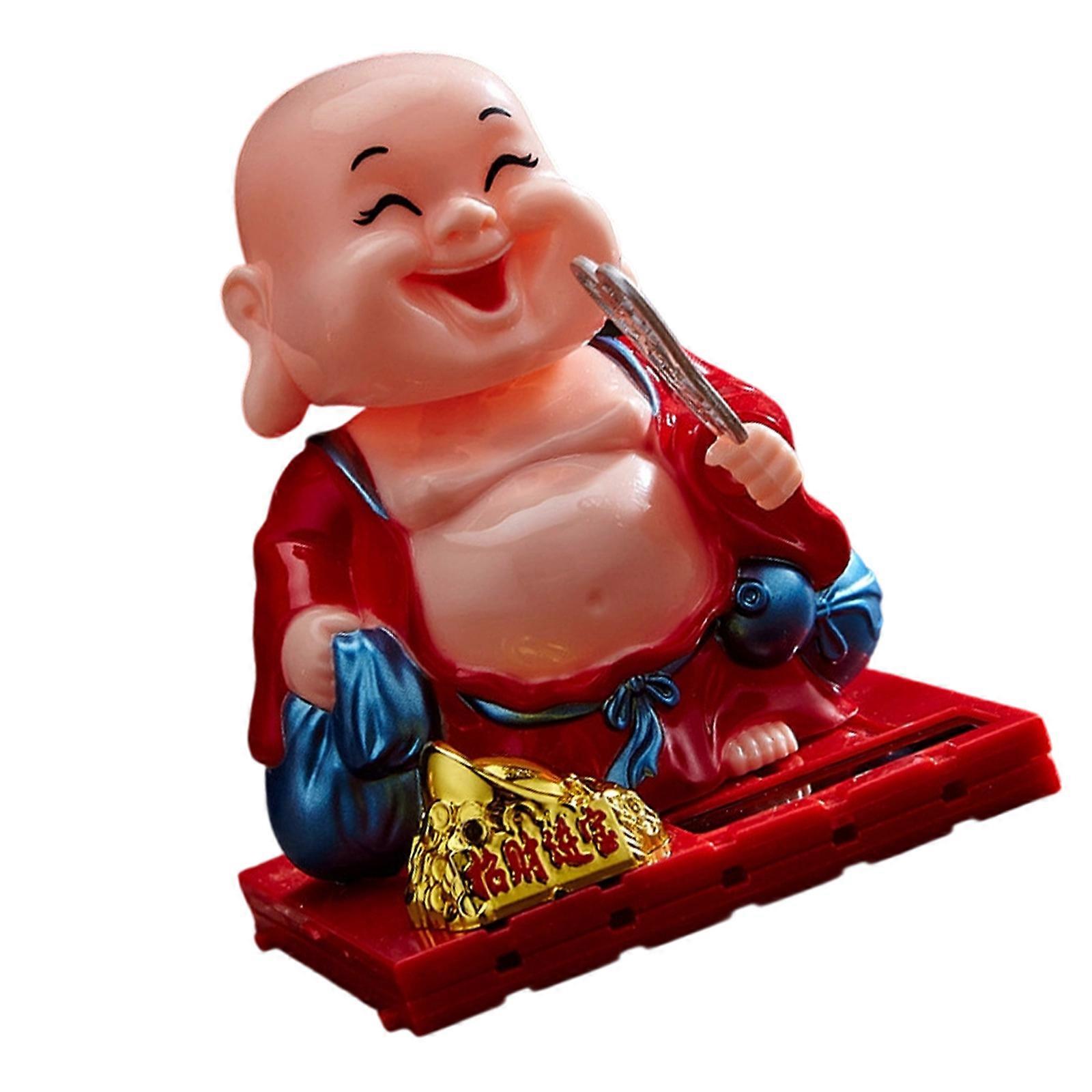 Solar Operated Priest Statue Nodding Motion Oaken Fish Decoration Additional Plastic Craft For Car Display Otherwise Desk Display Multicolor