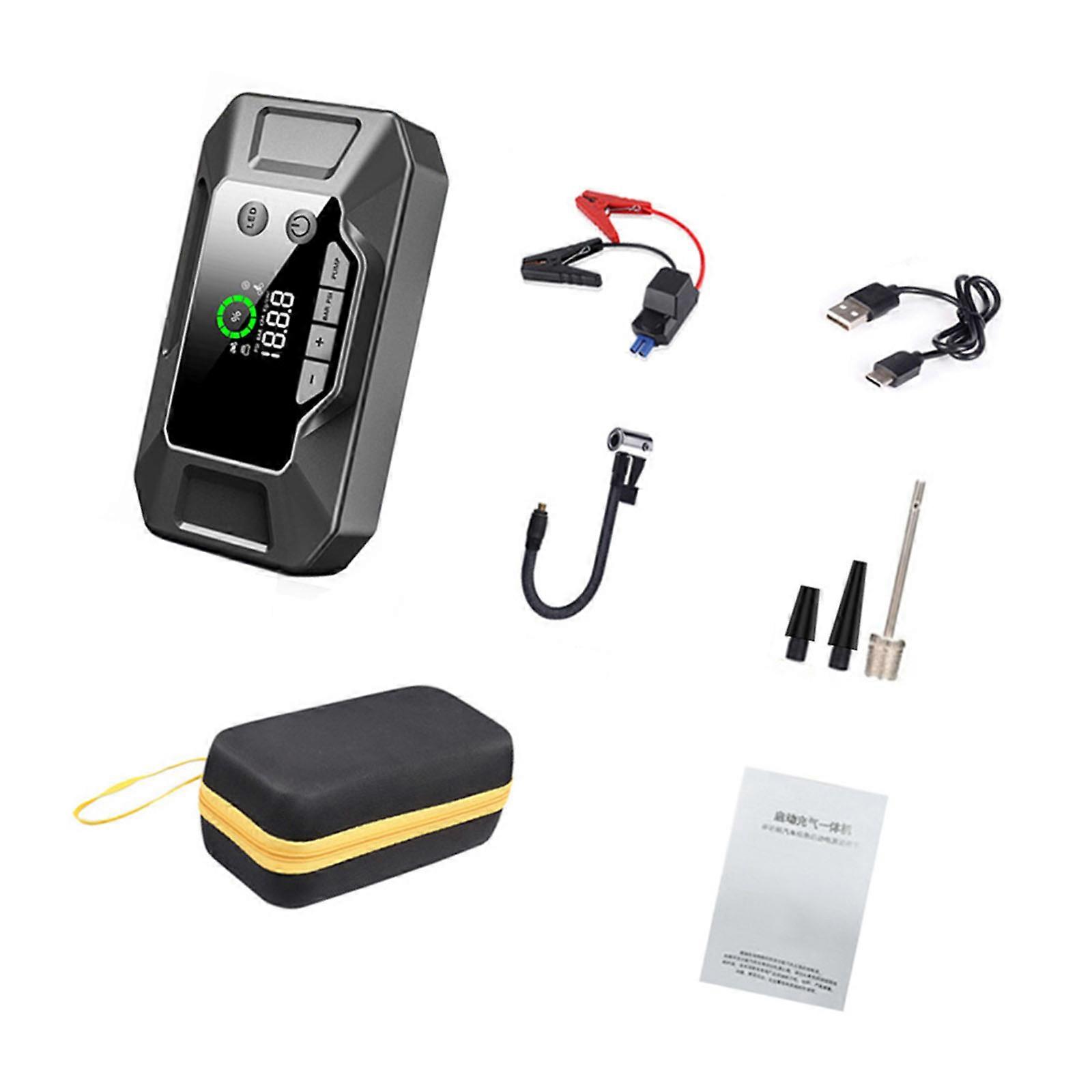 Portable Car Jump Starter & Tire Inflator Air Compressor With 8000mAh Battery 600A Emergency Power Suitable For Vehicles Multicolor