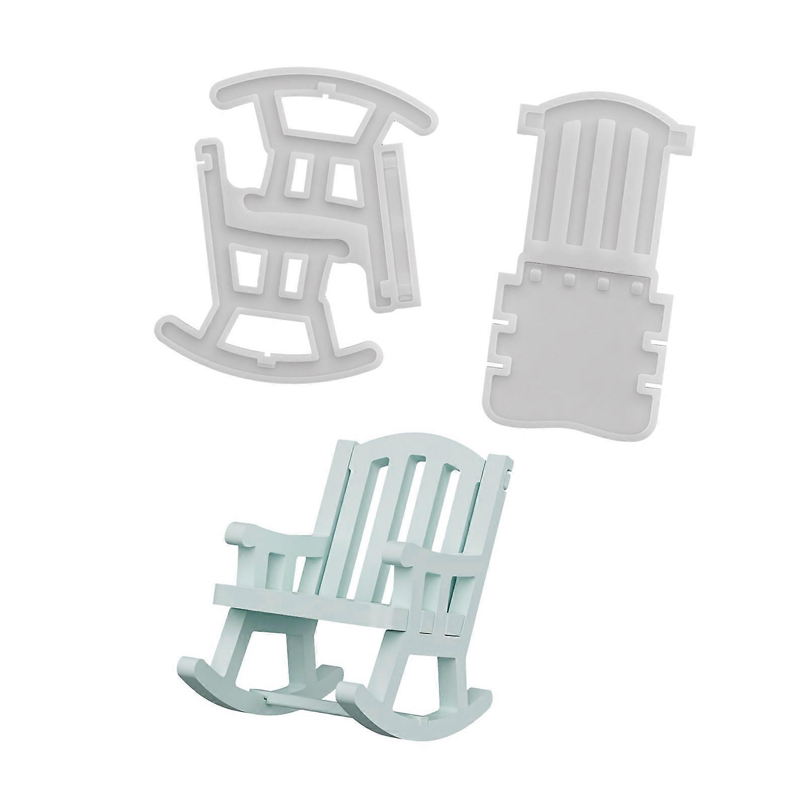 Classical Retro Rocking Chair Craft Mold Compatible With Epoxy Resin Plaster Handmade Ornament Creation Multicolor