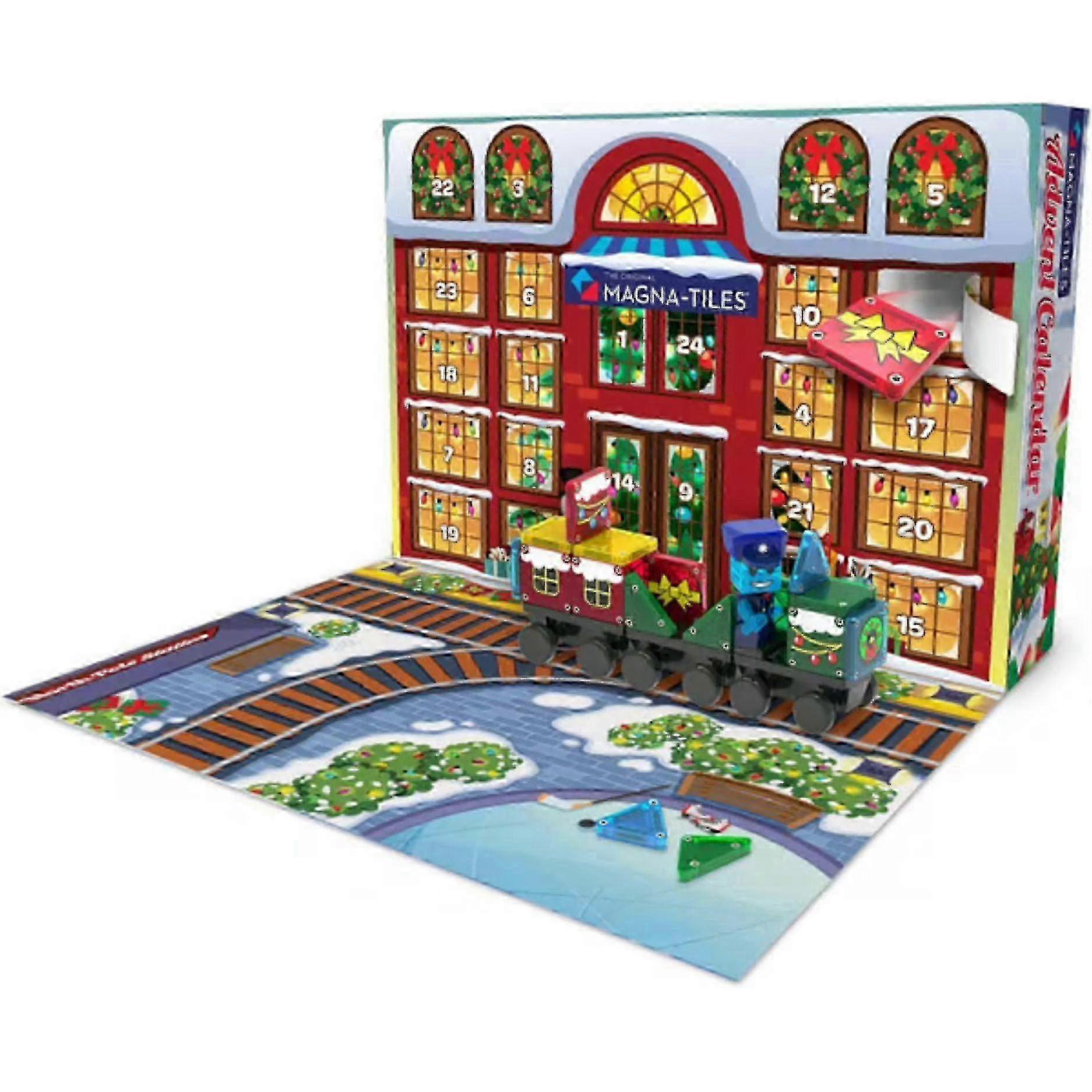 Magna-Tiles 24-Day Christmas Advent Calendar Building Set with Santa and Train