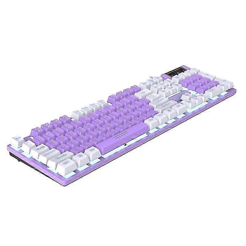 Wired Illuminated Keyboard, Color:white Purple