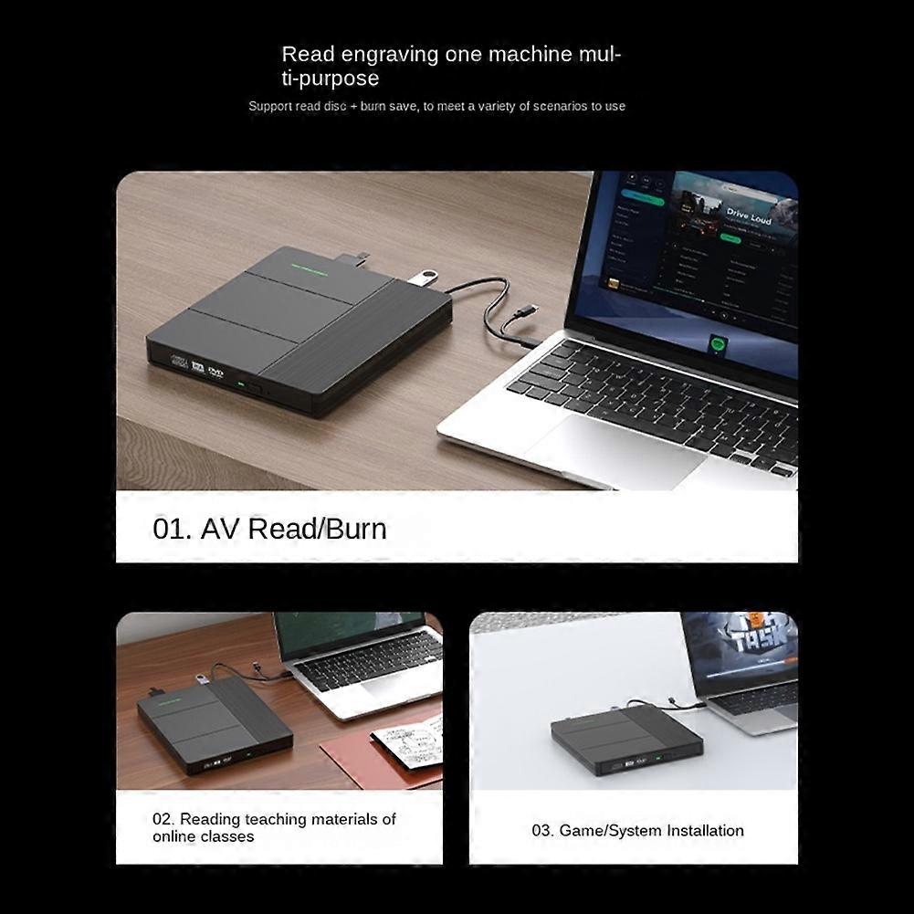 Multifunctional External Hard Drive with DVD/CD Playback Support, Portable Burner, USB 3.0 Interface, SD/TF Card Slot