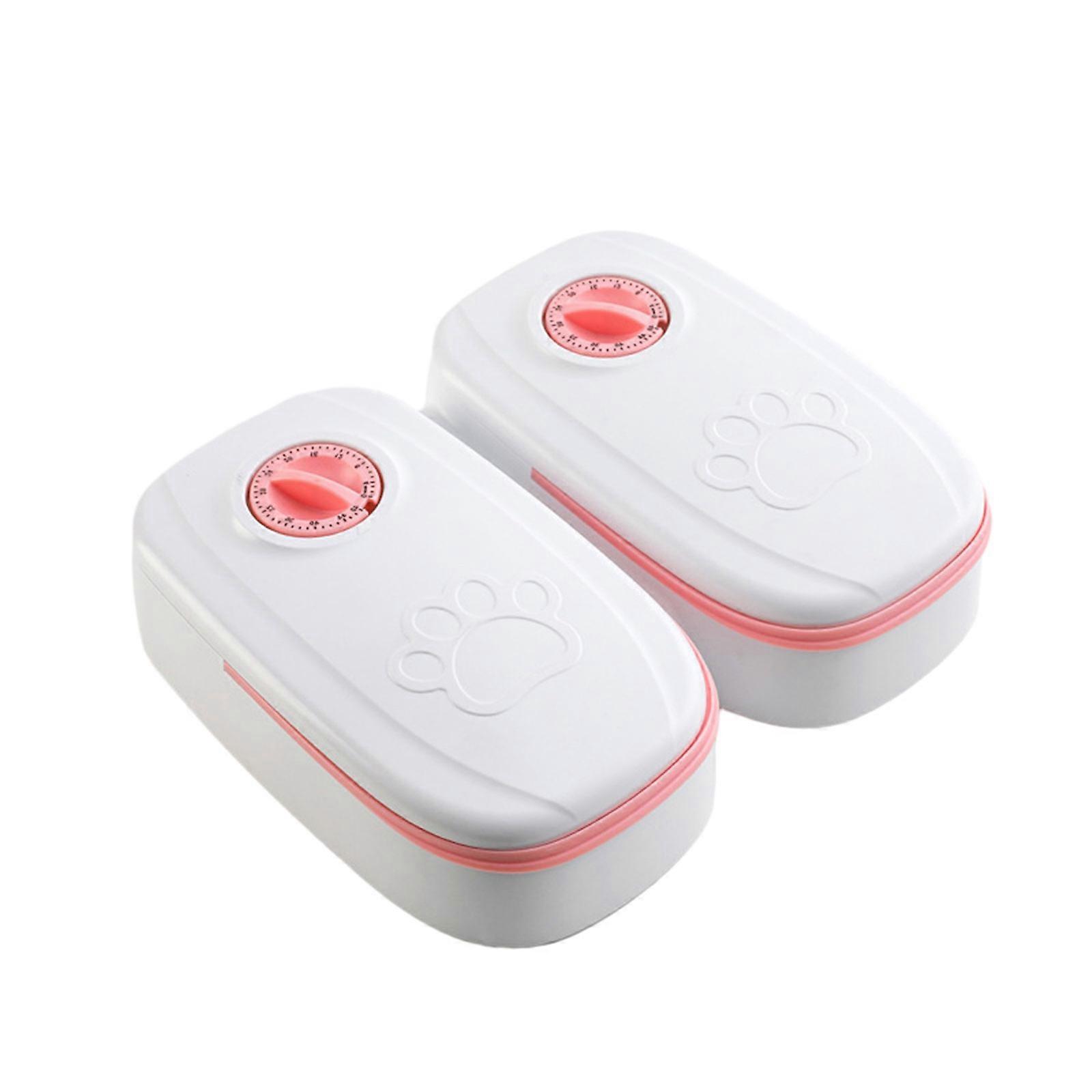 Automatic Cat Feeder Timed Feeding, 350ml Capacity Portion Control Single/Double 48 Hour Timer, Dry/Wet Food Dispenser  Pink