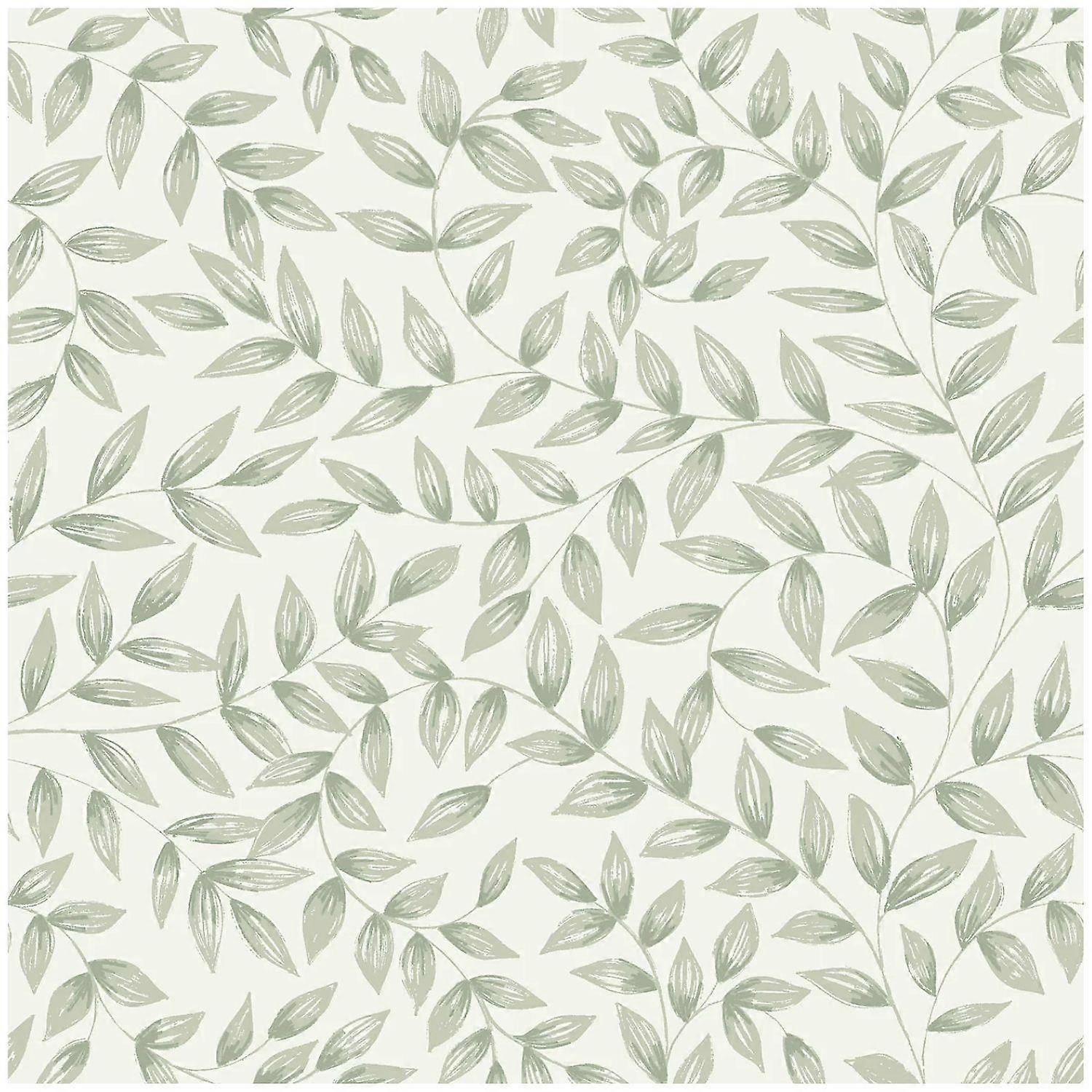 Grandeco Jessy Inia Sage Green Leaf Wallpaper