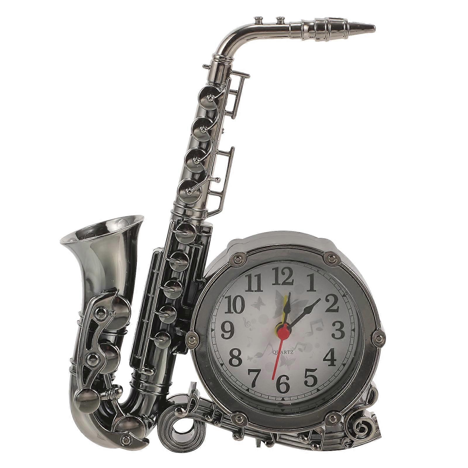 Mizh Saxophone Shaped Alarm Clock Retro Decorative Alarm Clock Bedside Clock
