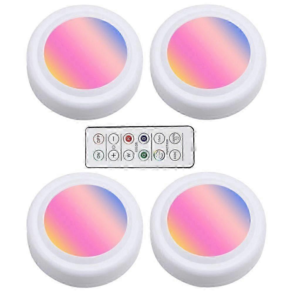 4pcs Puck Lights LED Color Changing Light RGB Under Cabinet Lights with Remote Controller [jkw]