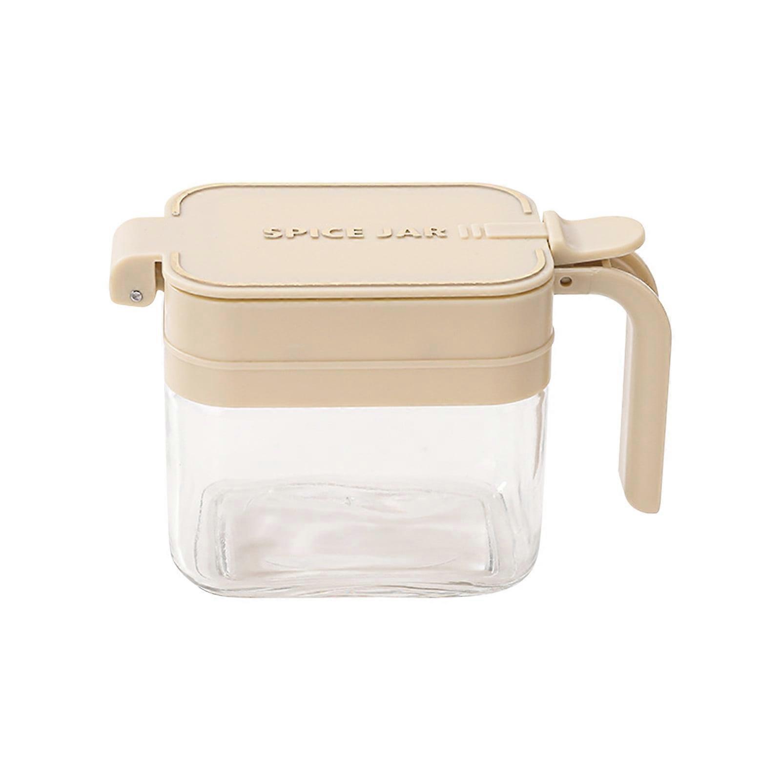 Cailmei Kitchen Condiment Box, 5.7*3.1*4.1Inch, with Spoon, White