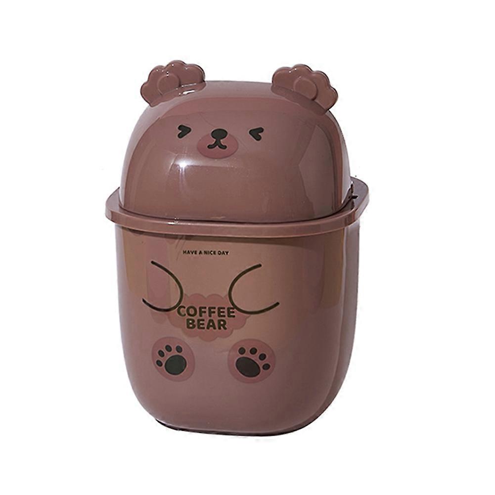 Countertop Garbage Can, with Lid, Cute Bear Countertop Trash Can-A