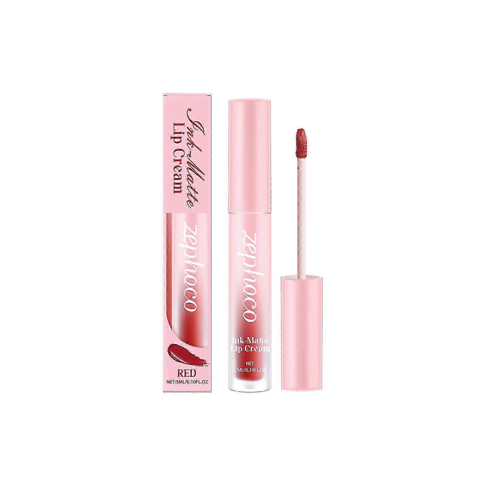 Zephoco Positive Red Matte Lip Gloss Gas Field No Stain On Cup Waterproof Silky Look Lipstick