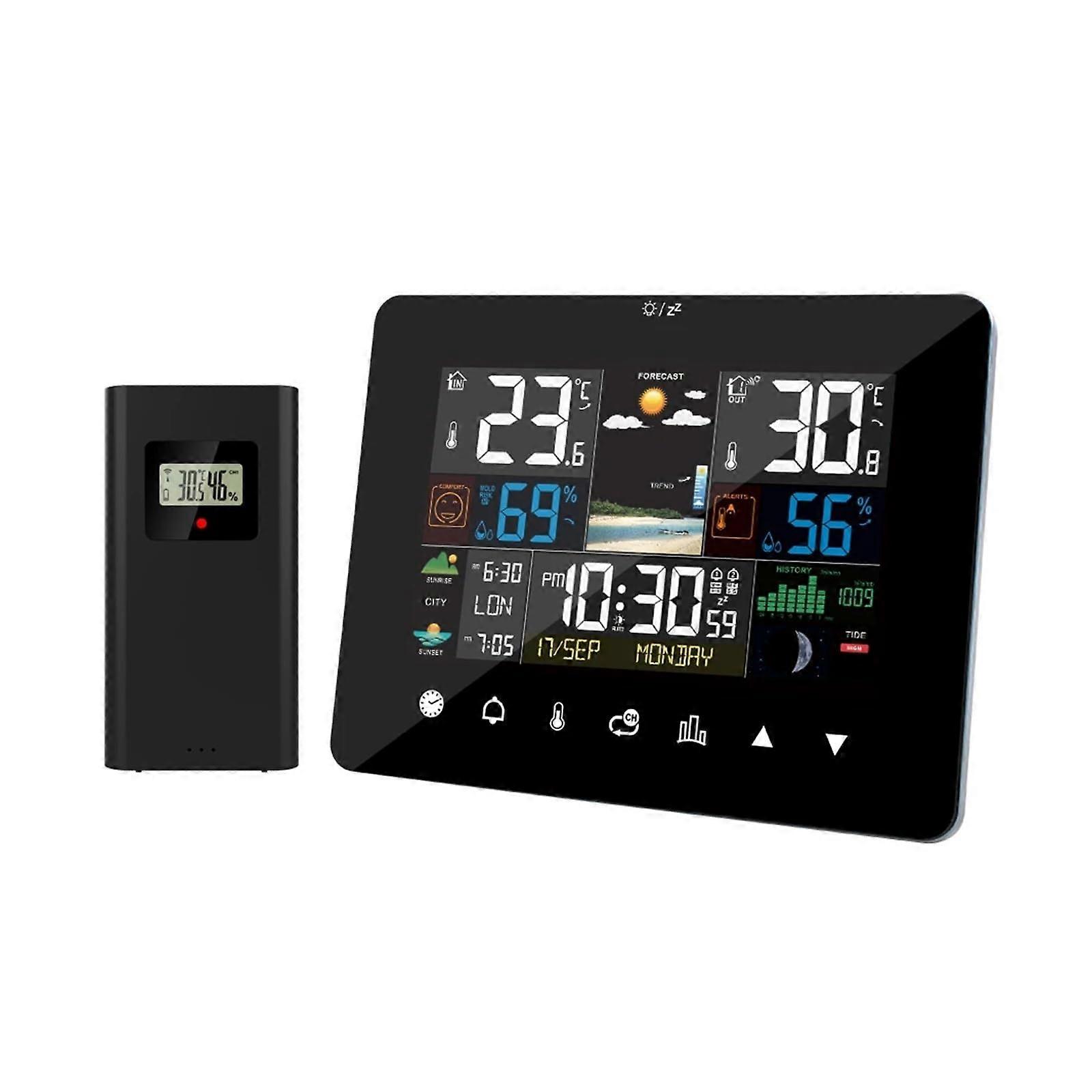 Digital Weather Station with Wireless Indoor Outdoor Thermometer Hygrometer and Large Touchscreen Display