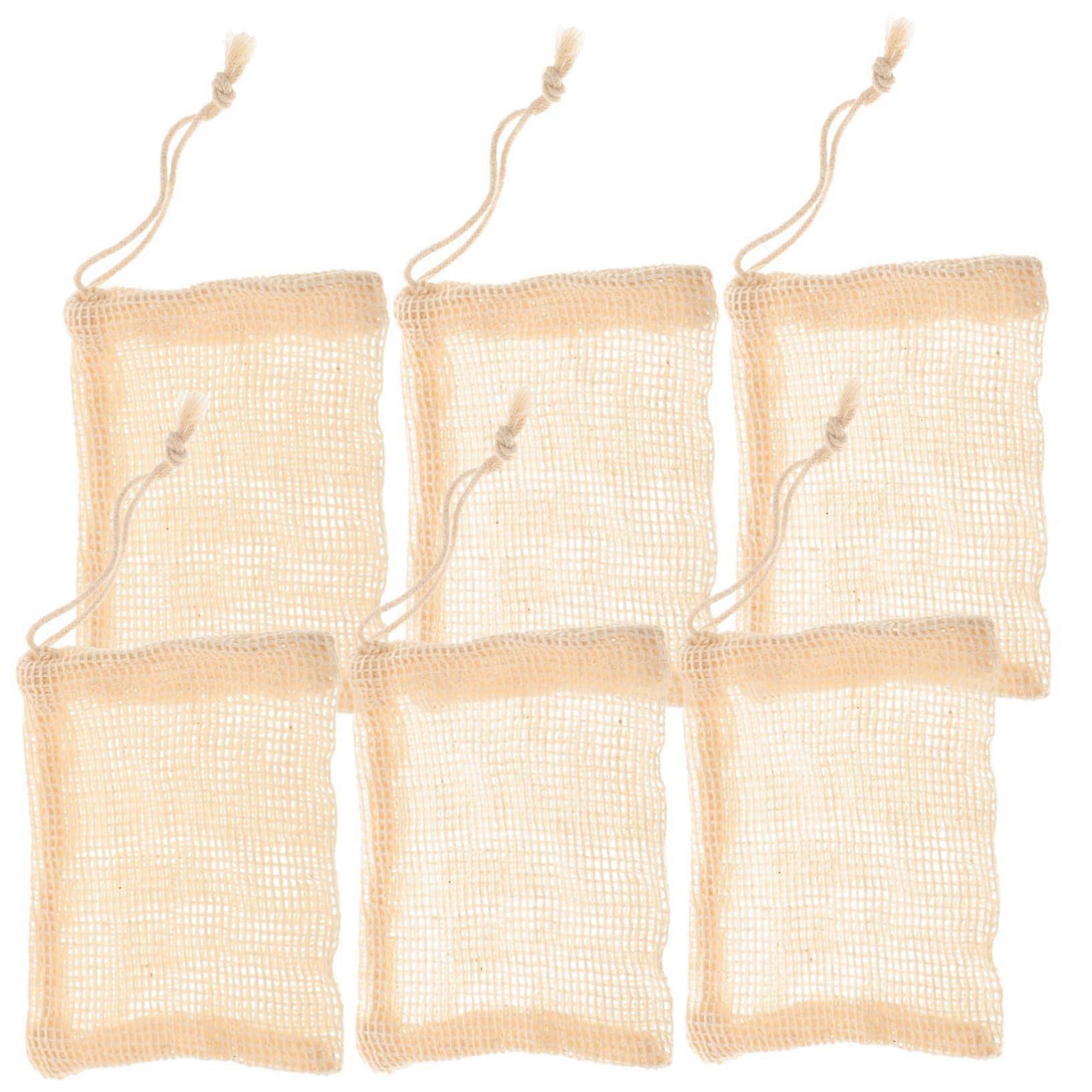 6pcs Reusable Drawstring Soap Saver Bag with Mesh Foaming Net for Shower and Gentle Exfoliation