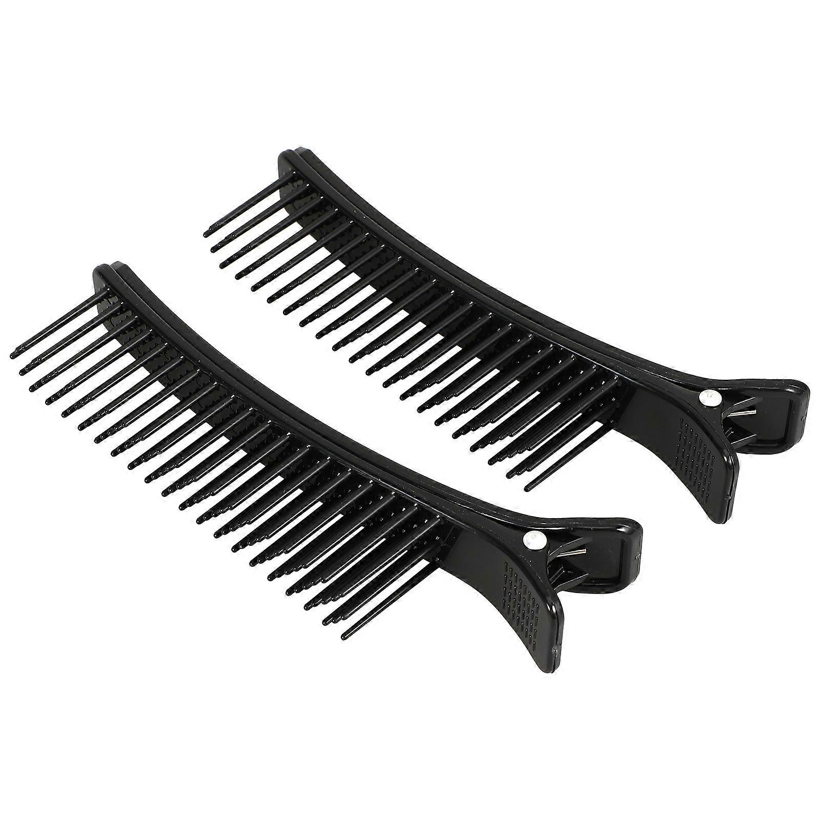 2pcs Multi Function Hairdressing Clips for Salon Portable Lightweight ABS Material Black Large Size