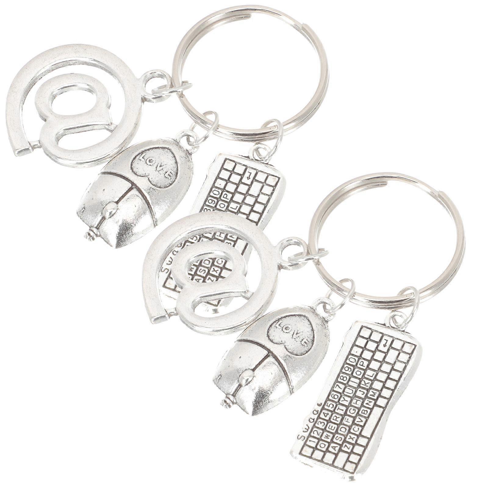 2pcs Simple Style Decorative Key Chain Keyboard  Shaped Key Pendant Vintage Key Ring Ornament