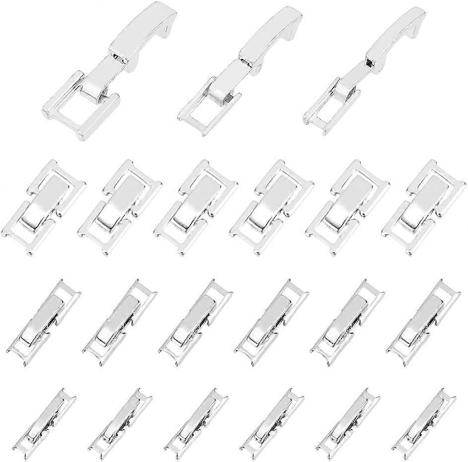 24 Sets 3 Styles Brass Bracelet Extender Silver Plated Fold Over Clasps Extension Clasp Set Plated Extension for Bracelet DIY Jewelry Crafts Making