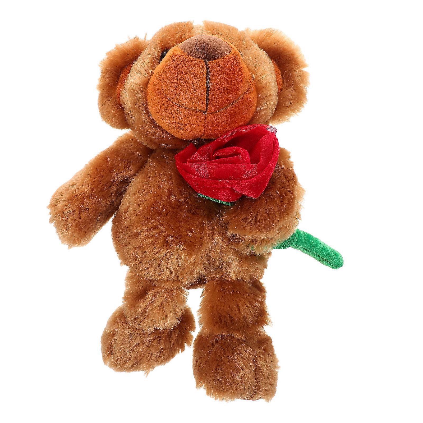 Soft Plush Bear for Mom Cute Stuffed Bear with Rose