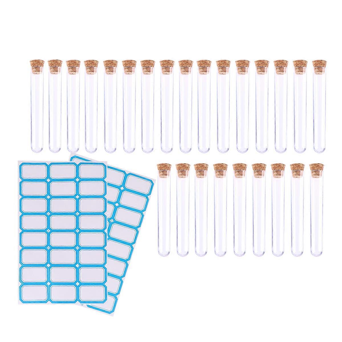 Test Tube Plastic Test Tubes with Cork Stoppers for Sample Storage 50Pcs