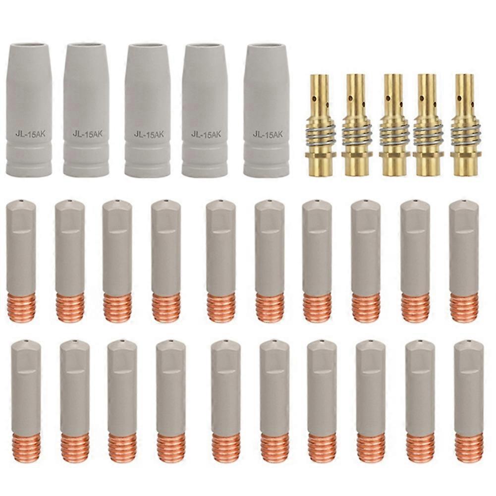 30Pcs/Set Coating Protection Nozzle MIG Torch Gas Nozzle Tip Holder for 15AK MIG MAG Welding Torch 1.2mm