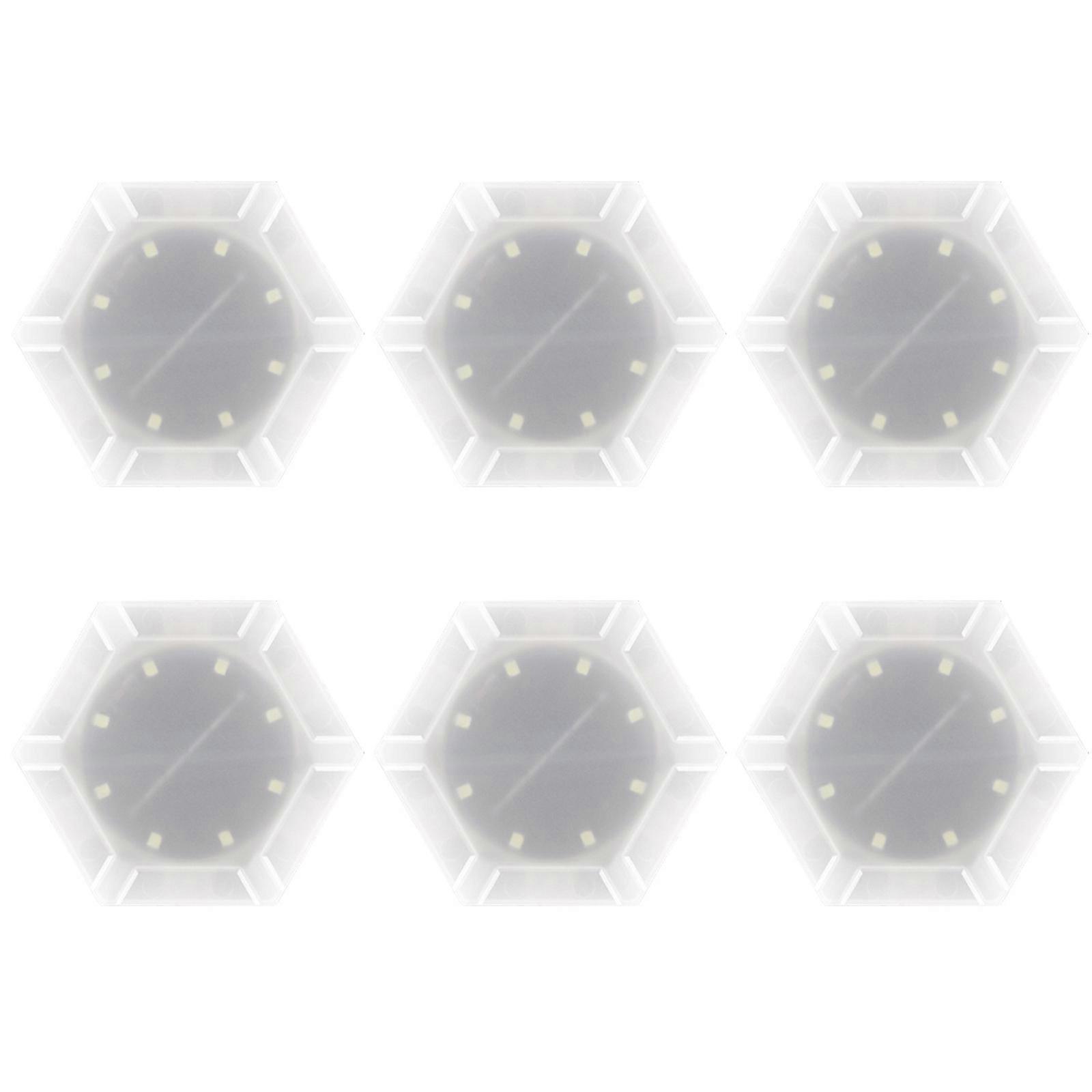 6Pcs No Wiring Needed Interlocking Solar Wall Lights Hexagonal Shape Light Automatic Operate for Outdoor Use Multicolor