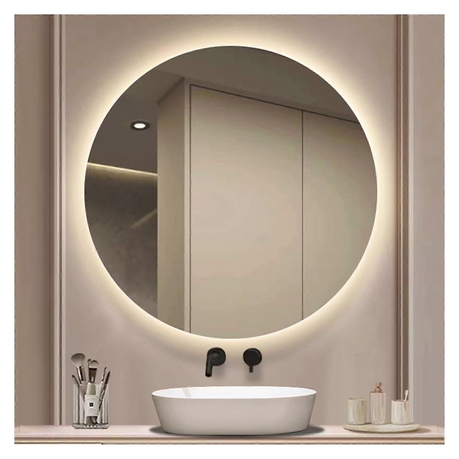 Round LED Bathroom Mirror with AntiFog, Smart Touch Control and SoftLight Over Sink