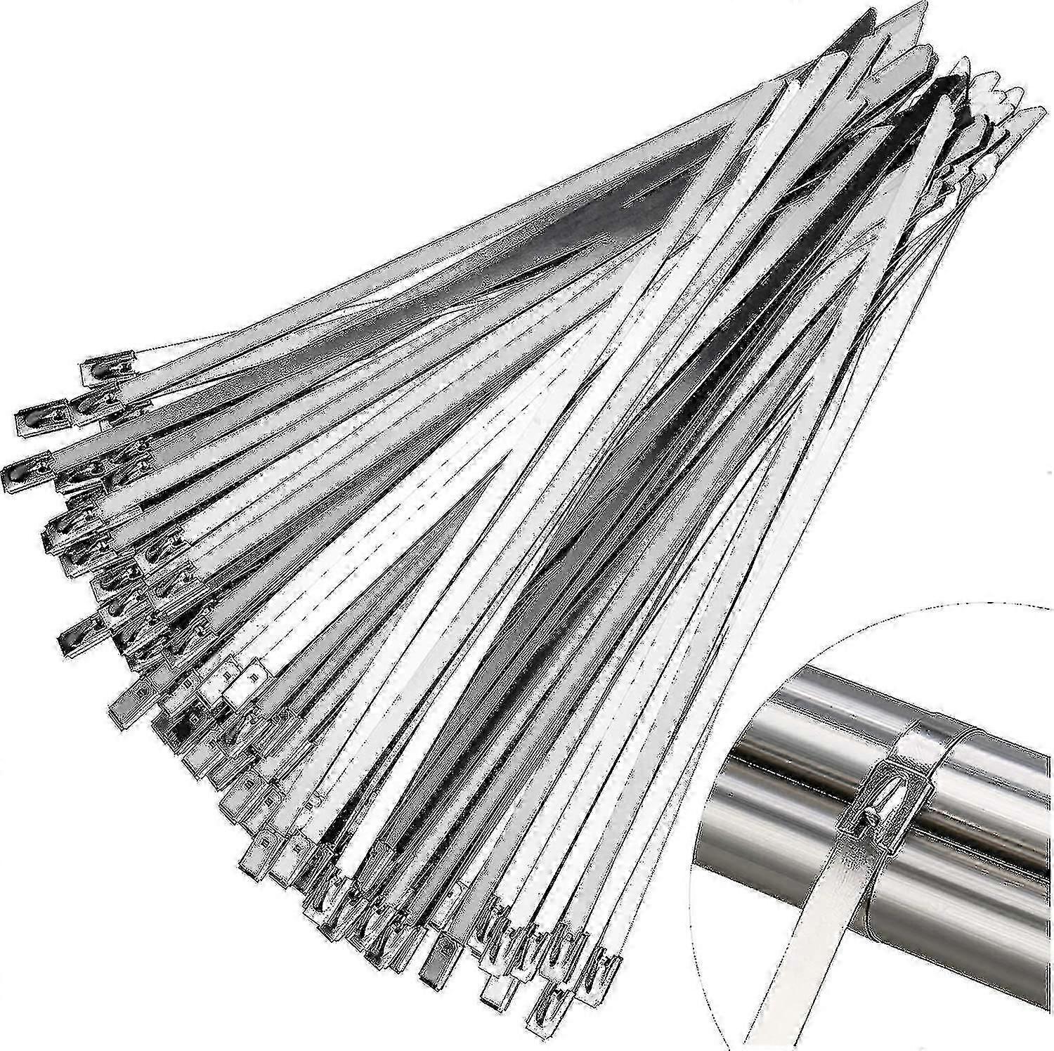 Stainless Steel Cable Ties, 100 Pcs Self Locking-JJ