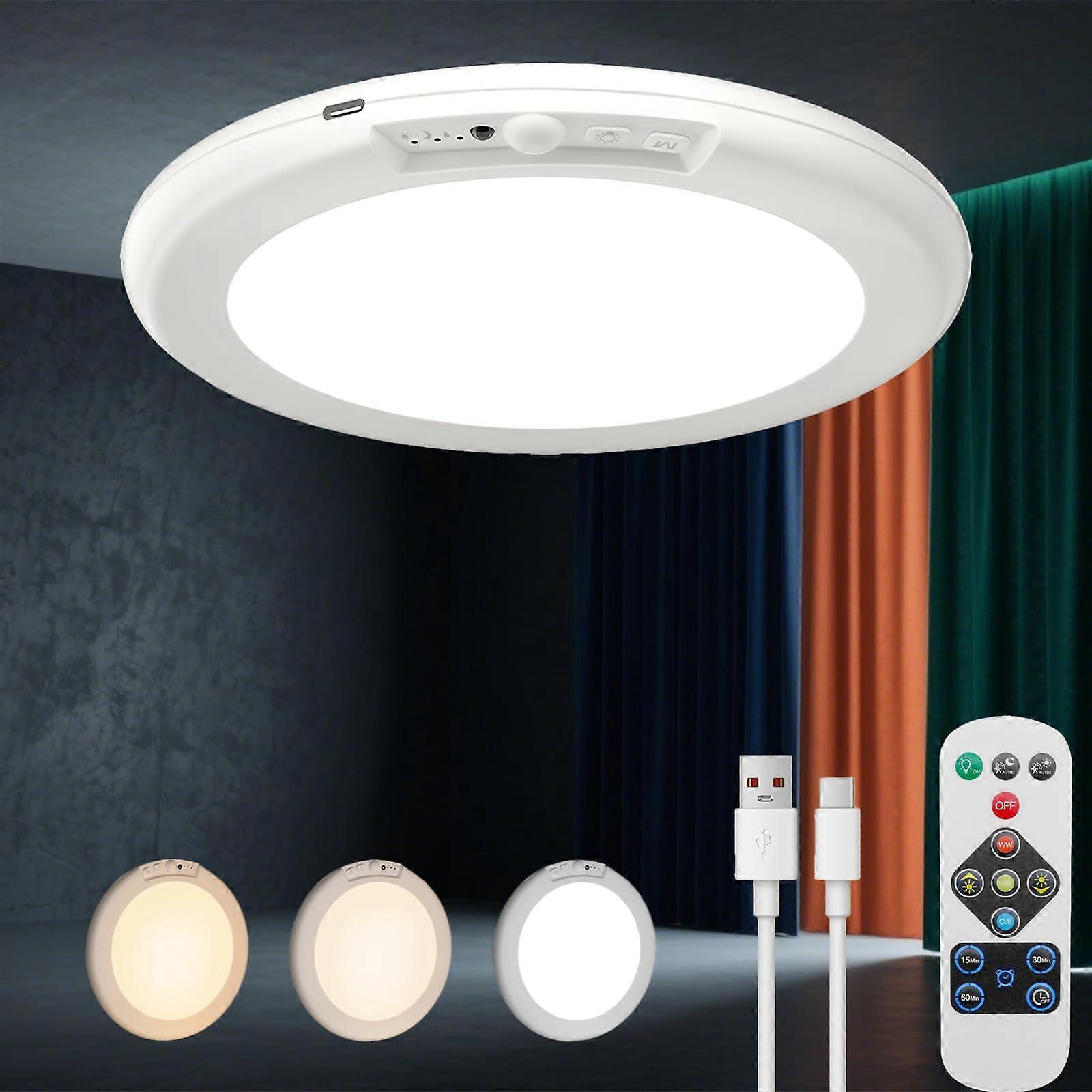 Rechargeable Motion Sensor Ceiling Light with Remote, Magnetic Mount LED, Waterproof Indoor Outdoor 7.5in