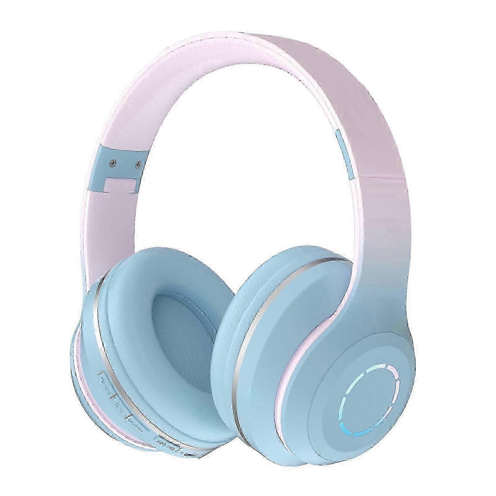 Bluetooth Headphone Heavy Bass Noise Cancelling Foldable Gradient Color Wireless Headset With Light For Phone Laptop Bluegood