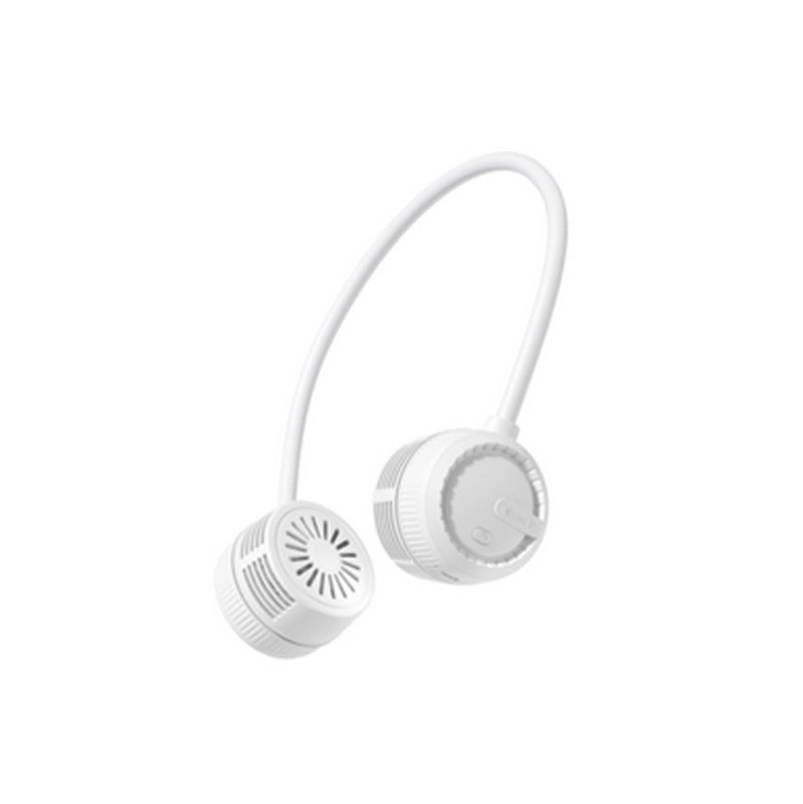 Portable Neck Fan with 360° Adjustable Airflow, Bladeless Safety Design, USB Rechargeable, White