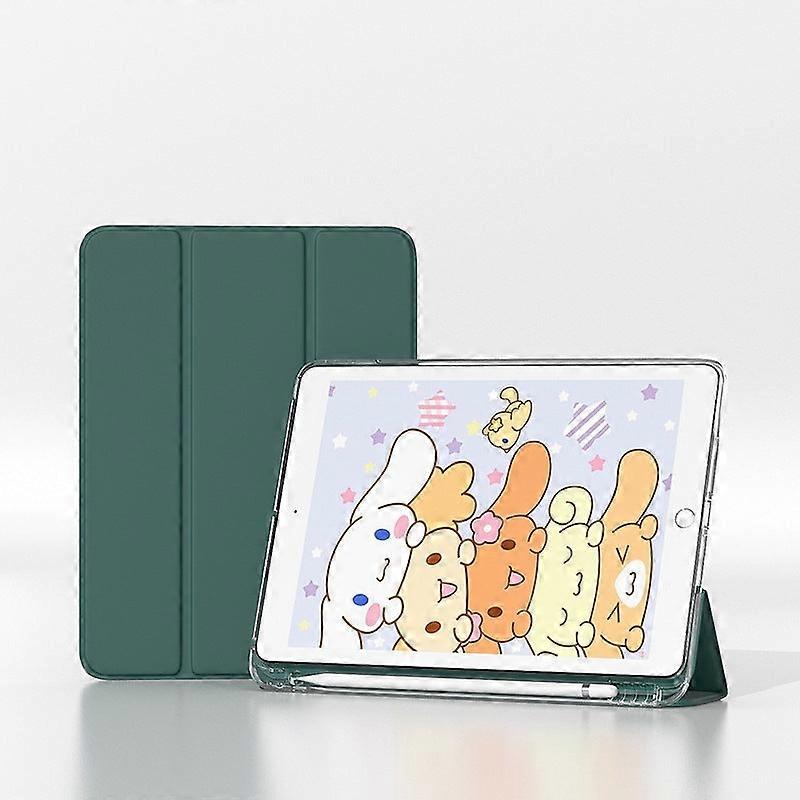 Stylish Case For Ipad 2020 Pro11 Dark Green Belt Three-fold Transparent Soft No2260