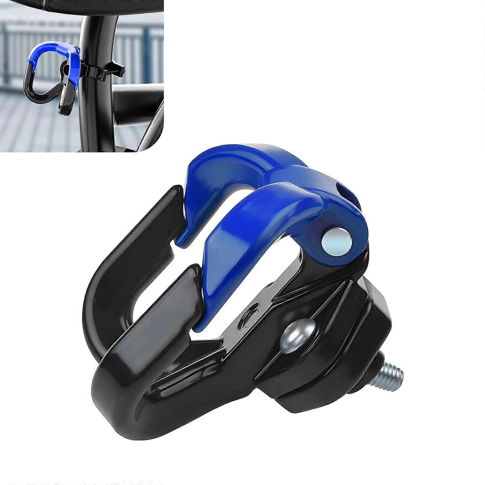 Motorcycle Helmet Hook with Dual Hooks, 360° Adjustable Handlebar Holder for Helmet and Bag, Blue