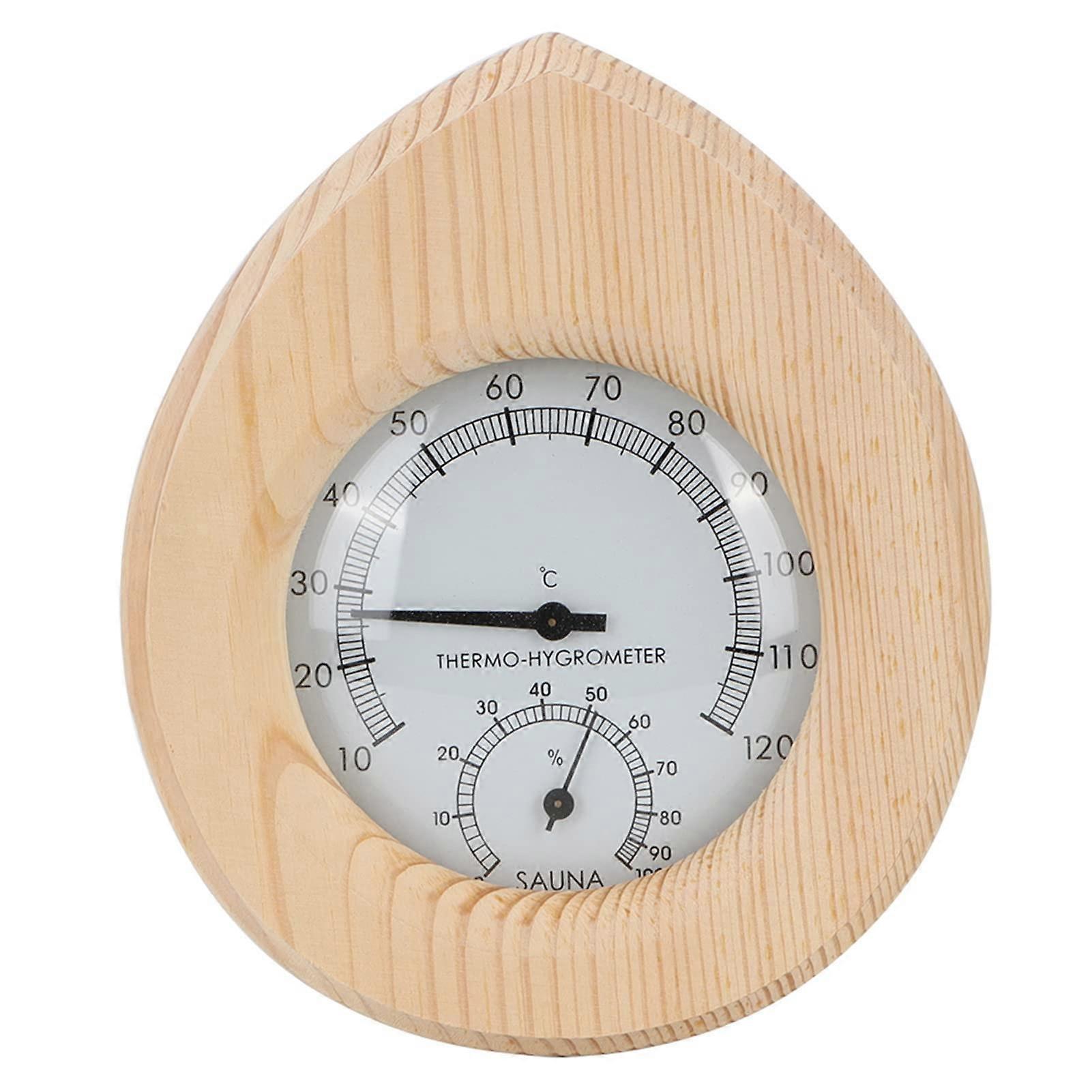 Drop Shaped Wooden 2in1 Sauna Thermometer Hygrometer Accurate Temp and Humidity Gauge