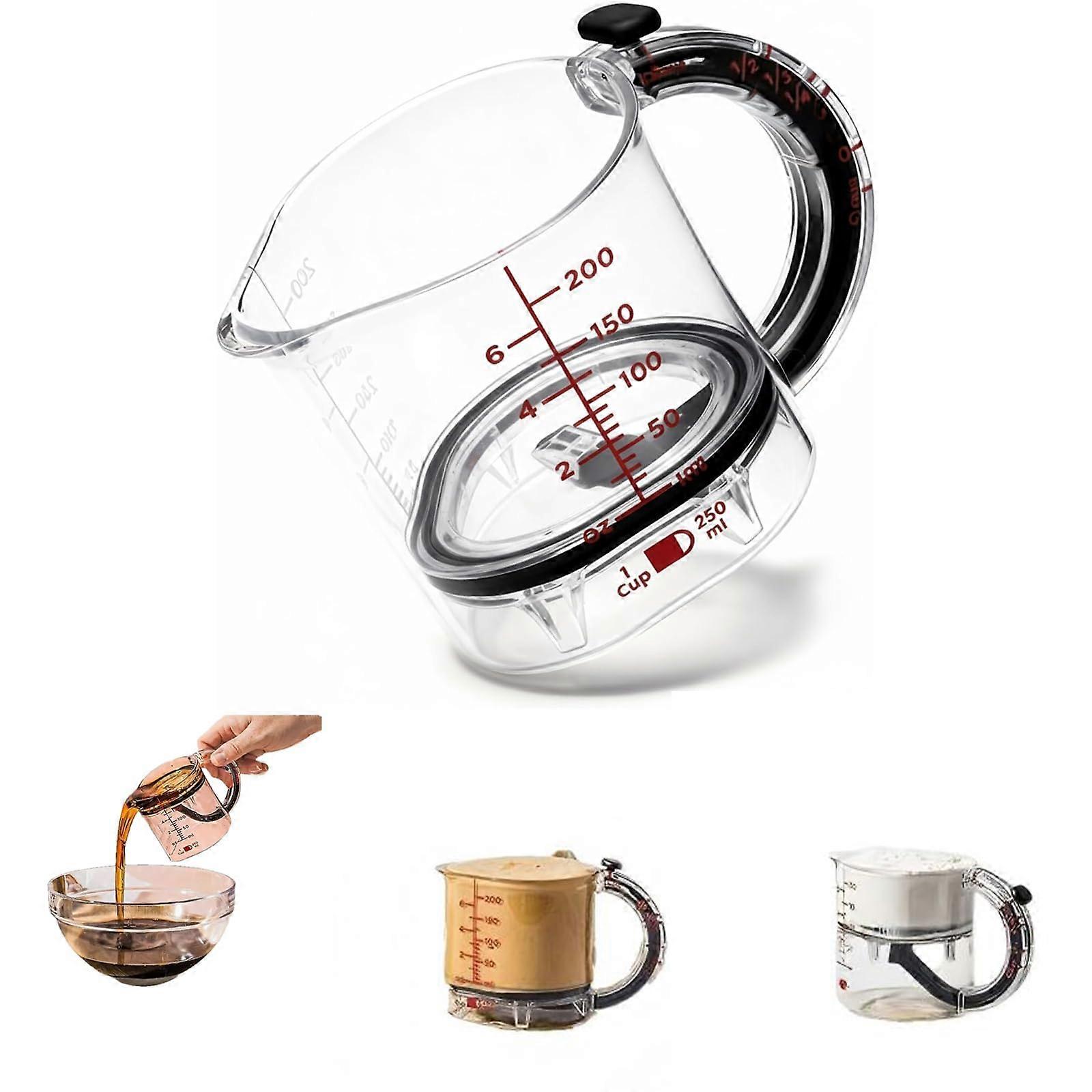 4 in 1 Adjustable Measuring Cup with Scraper Seal, SpaceSaving Design for Baking and Cooking