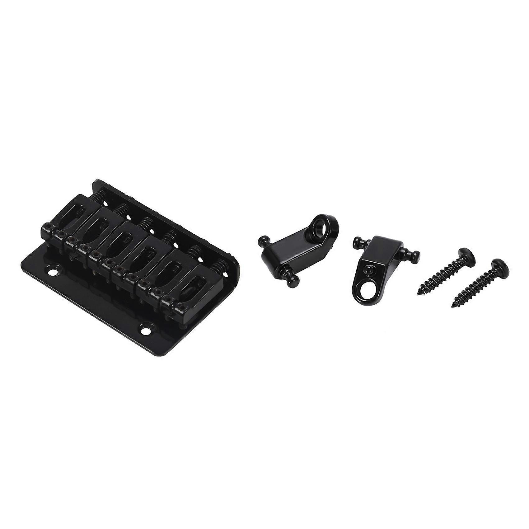1 Set Black 6 String Fixed Hard Tail Guitar Bridge & 1 Set Electric Guitar Roller String Tree
