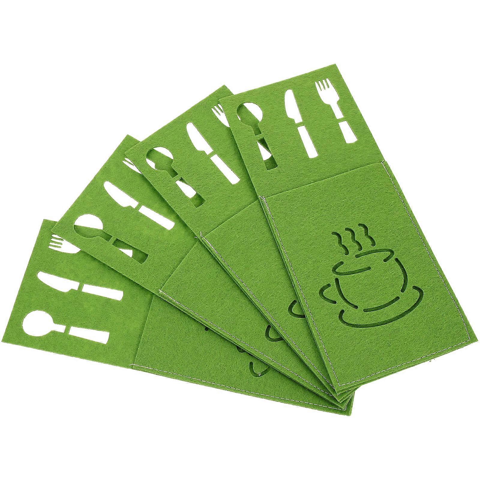 Felt Cutter Fork Bags for 4Pcs Storage Use Festive Tableware Bags