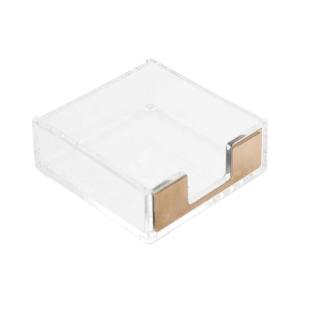 Memo Notes Holder Acrylic Desktop Note Dispenser Rectangular Simple Elegant Office Supplies Home School Golden 1Set