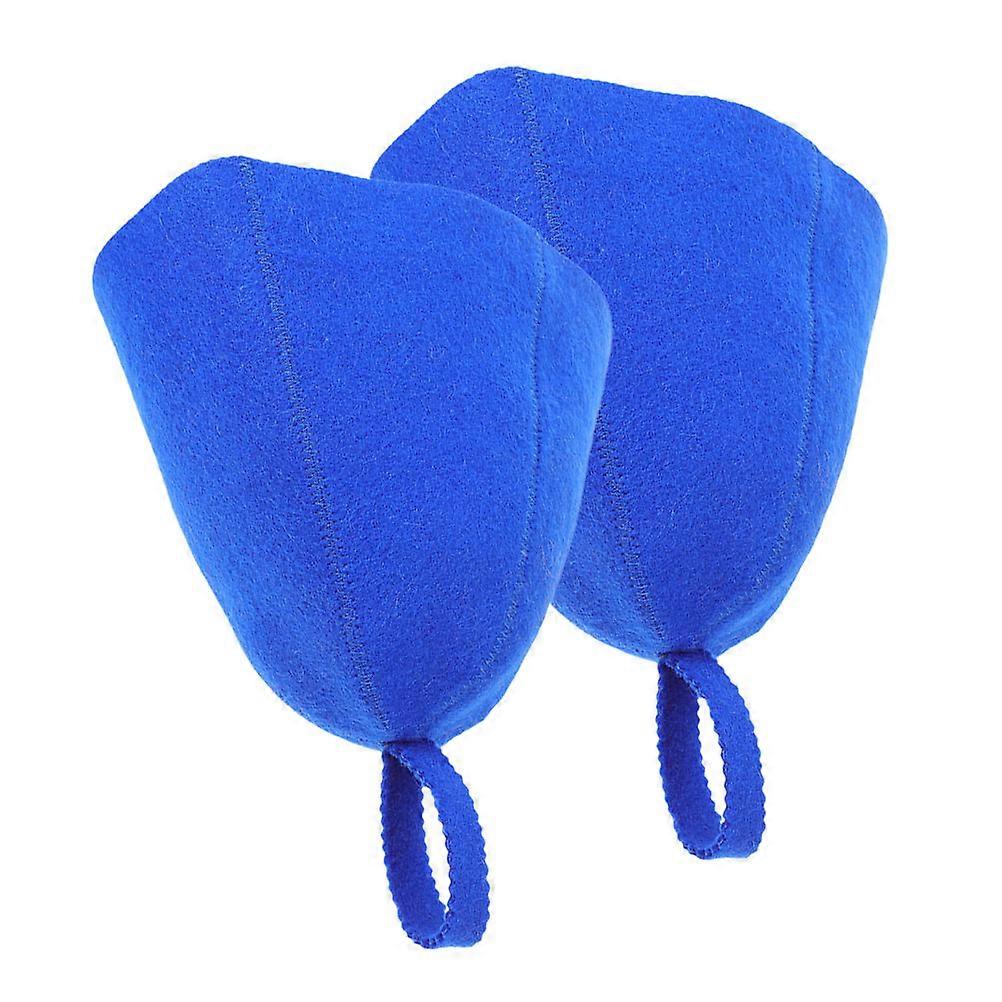 Comfortable Wool Sauna Hats for Sauna 2Pcs Thick Blue Wool Bathing Hat