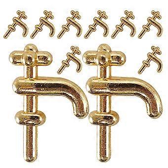 Grifo en miniatura para casa de muñecas (10 unidades), de plástico dorado