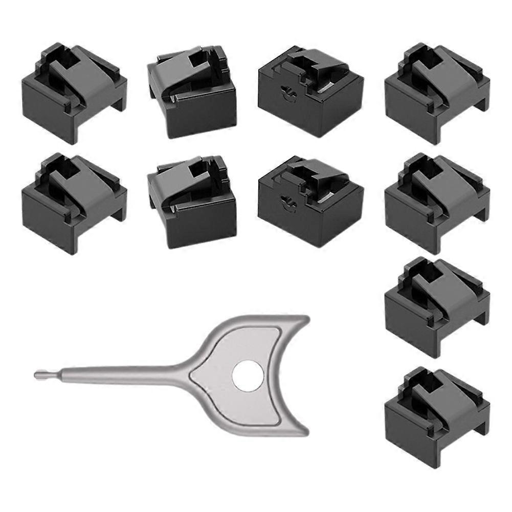 10PCS RJ45 Inserts Lock with Key Dust-Proof Network Plug Enhances Data Security Protection for Switch, Router Black