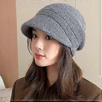 Solid Color Knitted Earflap Hat Yarn Material Warm Design Pullover Hat Minimalist Big Head Circumference Hat For Women Girls