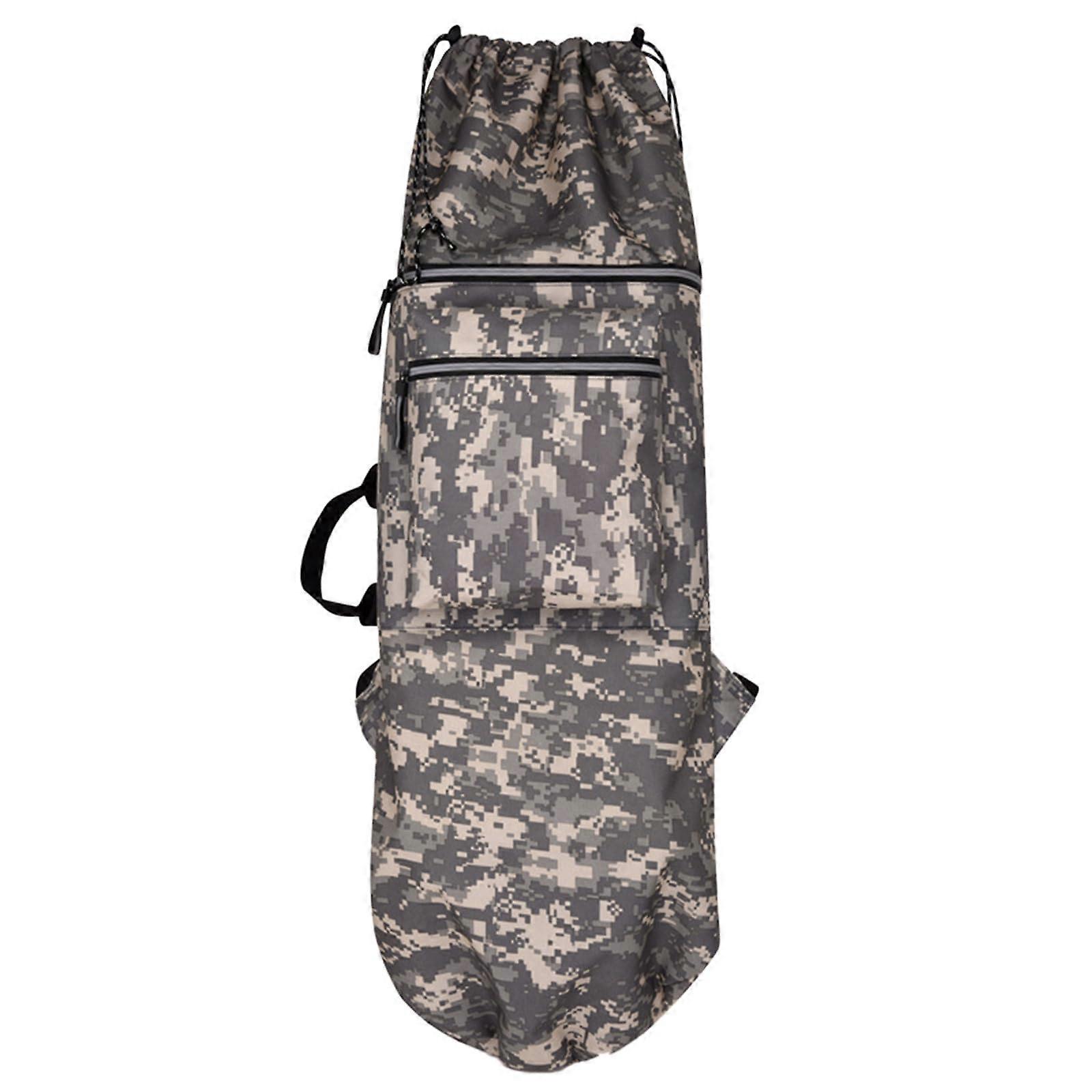 Camouflage Skateboard Backpack for Longboards, Waterproof Oxford Fabric, Adjustable Straps