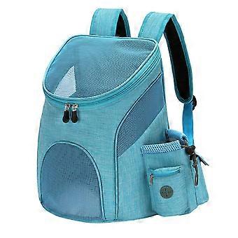 Pet Carrier Backpack with Breathable Mesh, Foldable Front Travel Bag for Cats and Dogs, Blue
